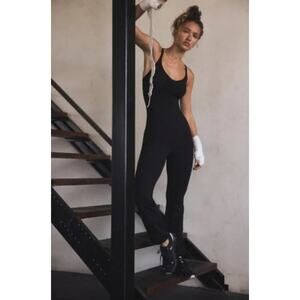 Free People Movement Let’s Bounce One Piece Jumpsuit Black Womens XS